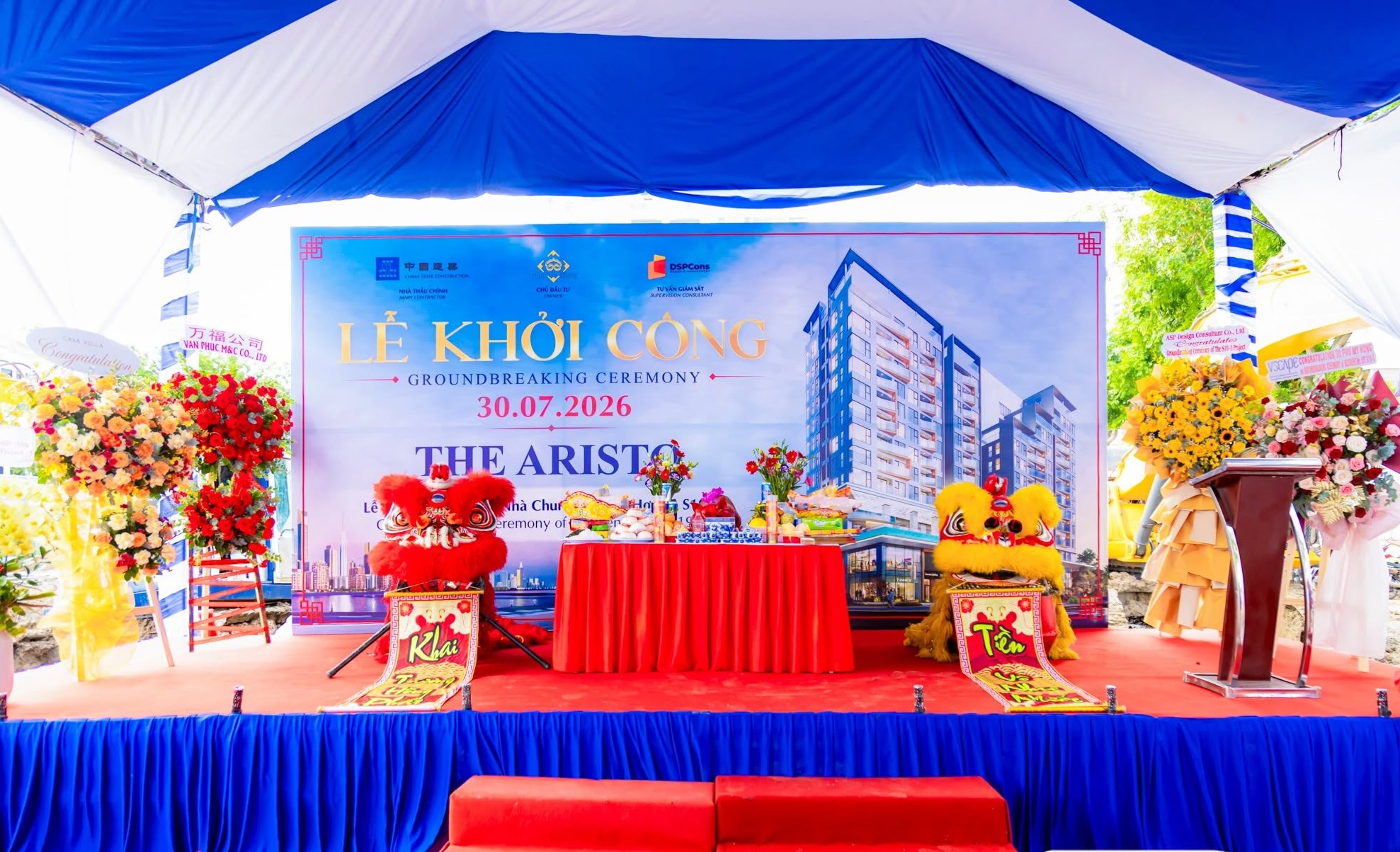 Lễ Khởi Công The Aristo Phú Mỹ Hưng – Trọn Gói Thiết Bị Sự Kiện Ngoài Trời Cho 200 Khách Mời